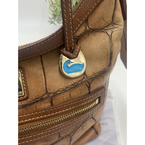 Dooney & Bourke Authenticated Cognac Croc Embossed Hobo Bayou vintage Handbag - Picture 4 of 11
